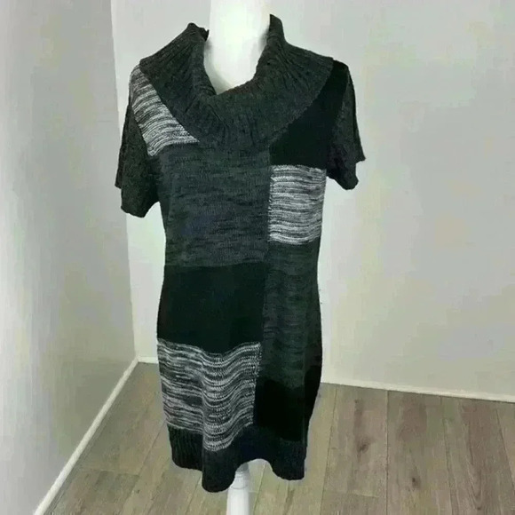Notations Black & Grey Knit Sweater Dress Size Large - Picture 1 of 9